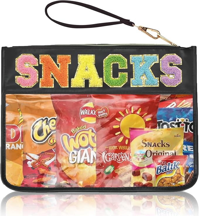 Siwara Snack Bags Clear Pouch Travel Makeup Bag Chenille Letter Bags for Zipper Pouch Clear Cosmetic Bag Clearly Tote Bag Makeup Travel Bags for Women by Siwara