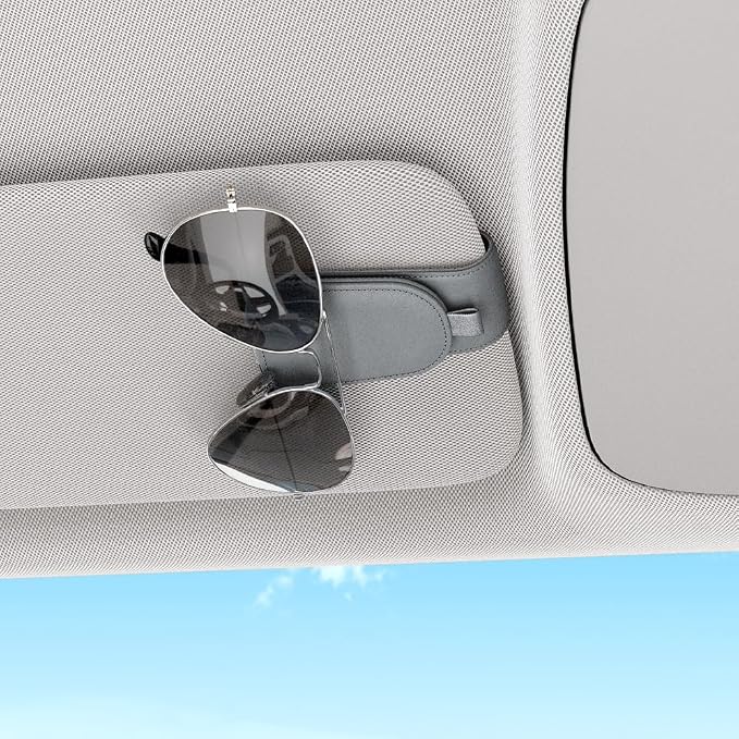 Sotfamily Magnetic Sunglass Holder for Car Visor, 2 Packs, Faux Leather | Strong Magnetism, for Most Car Visors, No Marks on Visor, Gift-Ready Packaging, Sunglass Organizer, Car Accessories for Men - Image 3