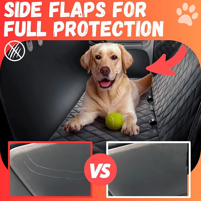 Doggie World Dog Car Seat Cover for Back Seat, Waterproof Dog Hammock | Durable Pet Car Seat Cover Backseat Protector for Cars & SUVs, Nonslip Scratchproof Rear Seat Cover Against Dirt, Fur - Image 2