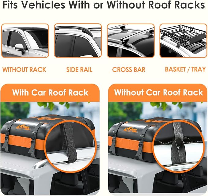 Car Rooftop Cargo Carrier Bag 15-20 Cubic Feet(20Cu.Ft-Orange) - Image 4