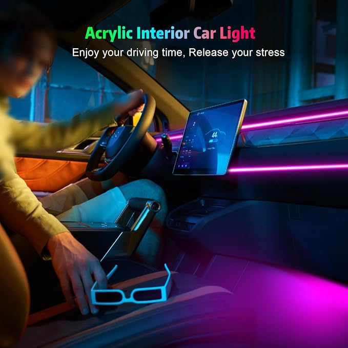 Interior Car LED Strip Lights, AMKI Acrylic LED Lights RGB 10 in 1 with Wireless APP Control Music Sync, Car Ambient Lighting Kits, Music Sync & DIY Function - Image 7