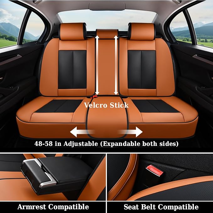 Coverado Car Seat Covers, Seat Covers for Cars, Waterproof Leather Auto Seat Protectors, Leather Car Seat Cushion, Car Interiors Accessories Universal Fit for Most Cars - Image 8