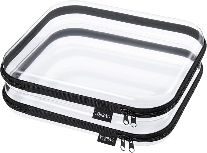 YQBRAO Clear Hard Shell Storage Organizer Set, 2-Pack, Black | Two large rigid PET organizers for electronics, travel, office and everyday organization by Unknown