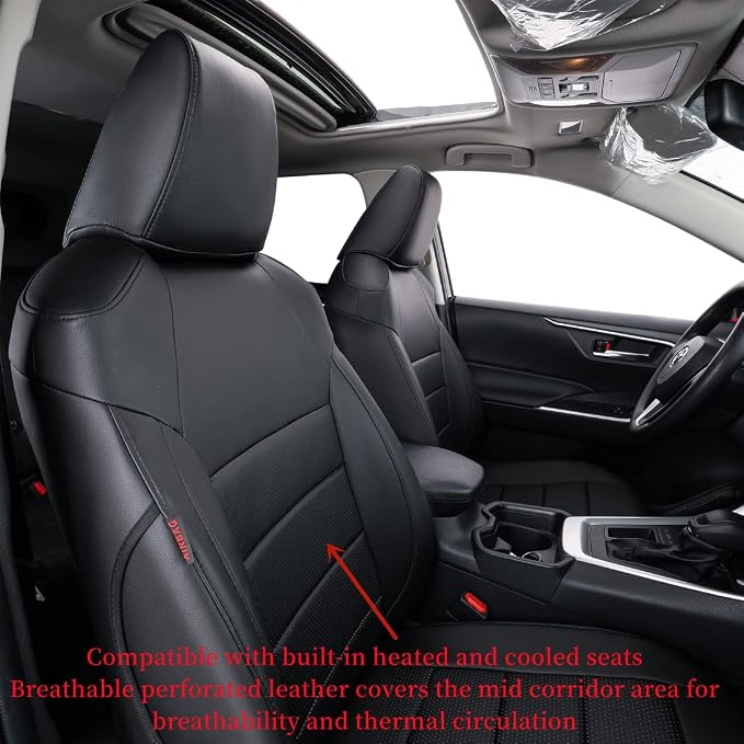 coverdream Corolla Seat Covers Full Set for 2020-2025 2026 Toyota Corolla SE and 2023-2026 XSE,Luxury Leather Car Seat Cover,Fully Covered,Waterproof Car Seat Protector (Black) - Image 5