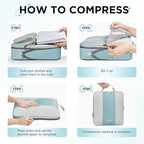 OlarHike 8 Set Compression Packing Cubes for Travel Essentials,Compressible Expandable Space Saver Bags for Organizing Clothes,Luggage Suitcase Garment Bags with Over 1000 pcs Mesh Holes(Blue Gray) - Image 3