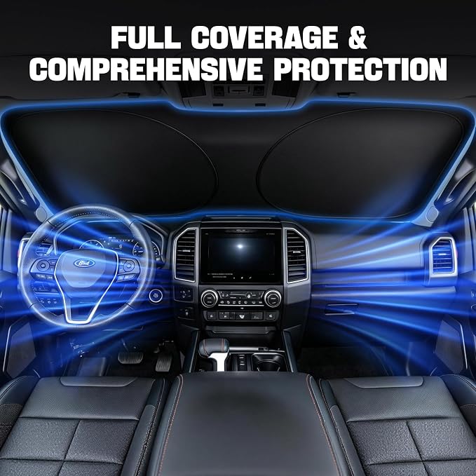 Windshield Sun Shade for Toyota Camry - Original Design, Telescopic Design for All Sedan Models, Reflective Laser Coating, 99% UV Protection, Foldable - Image 6