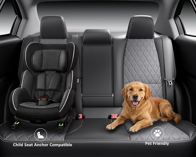 redblue Custom Fit Toyota Corolla Seat Covers for 2020-2022 L/LE | Black and Gray leather Seat Covers Full Set, Fit 2020 2021 2022 corolla L LE, Front and Rear Car Seat Cover - Image 7
