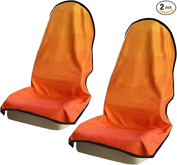 Car Seat Covers 2pcs Waterproof Towel Car Seat Cover Universal Fit for Most Trucks SUV Fitness Athletes Pets Gym and Water Sport，(Orange) by Unknown