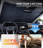 Zanch Windshield Sun Shade Umbrella : GMC Sierra 1500/2500/3500 2000-2026 | [99% UV Protection, Up to 75℉ Cooler] Custom-Fit, No Sagging, Scratch-Free Interior, Foldable Front Sunshade Umbrella - Image 3