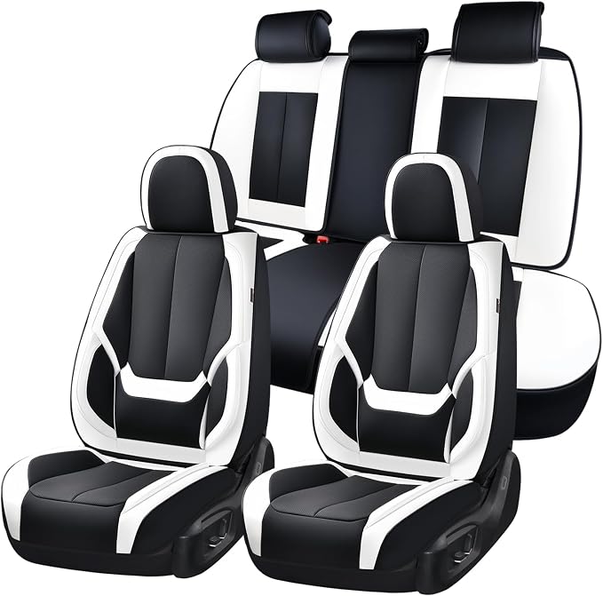 Coverado Car Seat Covers, Seat Covers for Cars, Waterproof Leather Auto Seat Protectors, Leather Car Seat Cushion, Car Interiors Accessories Universal Fit for Most Cars by COVERADOAUTO