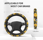 Steering Wheel Cover Sunflower Car Accessories + 2 Pieces Coasters | Universal 14-15 Inch Neoprene Auto Interior Decor Anti Slip Car Protector for Women Men - Image 3