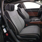 EKR Accord Seat Covers for Honda Accord 2023 2024 2025 2026 EX,SE &2023-2026 (Hybrid) Sport,EX-L,Sport-L,Touring,(Rear Row W/40/60 Split Backrest),Leather Seat Covers for Trucks Full Set(Black/Gray) by EKR