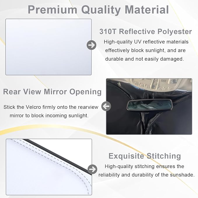 PIMCAR Windshield Sun Shade for Ford F150 2021-2026, Premium 310T Reflective UV Protection, Lightweight Foldable Sun Visor with Storage Pouch - Image 6