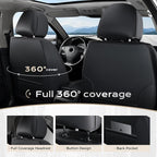 Coverado Seat Covers, Premium Nappa Leather Car Seat Covers Front Seats, Waterproof Car Seat Protector with Lumbar Support, Front Driver Seat Covers Universal Fit for Most Cars (Black&Gray) - Image 2