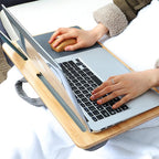 Lap Desk for Laptop with Cushion Mouse Pad Tablet Phone Holder | Bamboo Laptop Stand with Anti-Slip Strip and Handle Fits up to 17 inch Portable Computer Lap Desk for Couch, Bed & Car - Image 5