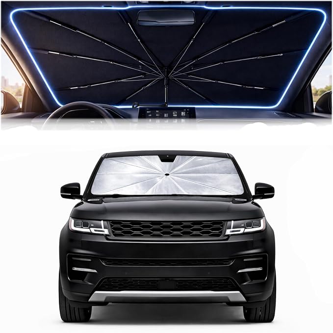 Windshield Sun Shade Umbrella for Range Rover Sport 2014-2022 (L494) | 2026 Upgraded,Custom-Fit Umbrella Sunshade,Easy Install,UV Protection & Heat Reflective,Keep Interior Cooler with Storage Bag by Unknown