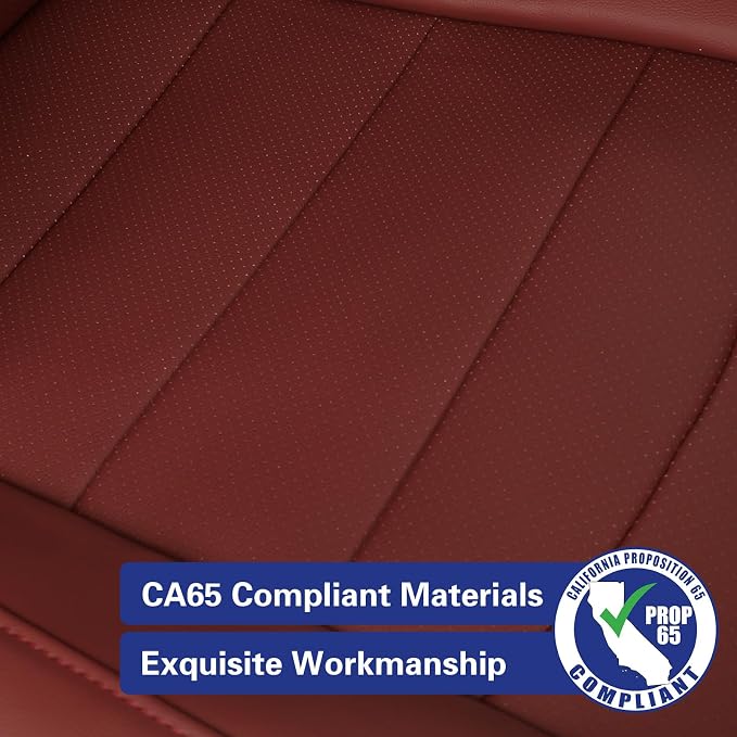 EKR Car Challenger Seat Covers 2008-2010,Leatherette Full Set | Custom Fit for Dodge Challenger 2008 2009 2010-Faux Leather(Burgundy) - Image 2
