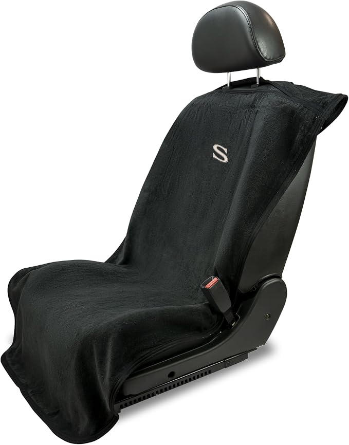 Seat Armour Black Car Seat Towel Cover – Soft, Machine Washable & Absorbent Seat Protector – Quick Install, Multipurpose Vehicle Seat Cover for Workout, Beach, Travel – Universal Fit by SeatArmour