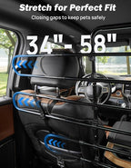 JOYTUTUS Dog Car Barrier, Pet Barrier Follow the Seat Movement 34"- 58" Width Adjustable SUV Dog Barrier for Back Seat, Vehicle Gate Heavy Duty, Ideal for Sedans SUVs Trucks MPVs - Image 3