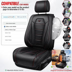 CAR PASS Luxury Nappa Leather Car Seat Covers Front Seats, Waterproof Seat Cover for Cars 2 Seats, Black Car Seat Protector, Automotive Seat Cover Universal Fit for Most Sedans SUV Trucks Black - Image 6