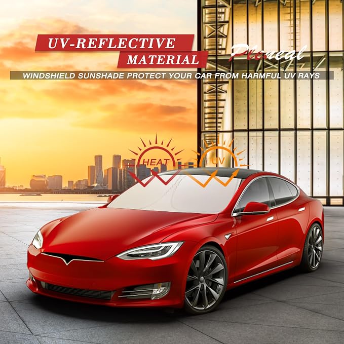Car Windshield Sun Shade UV Reflector Foldable Front Window SUV | Blocks 98% UV Rays,Keep Interior Cool,Universal Fits Hatchback,Truck,MPV,Storage bag,57"L x 31.5"W,Car Summer Accessories - Image 5