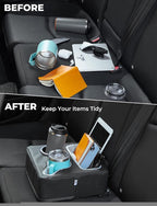 KEMIMOTO Back Seat Cup Holder for Car, Couch Cup Holder, Car Truck Boat Organizer, Couch Sofa Bed Expander Tray Holds Drinks, Snacks, Remote, Cell Mobile Phone (Black) - Image 3