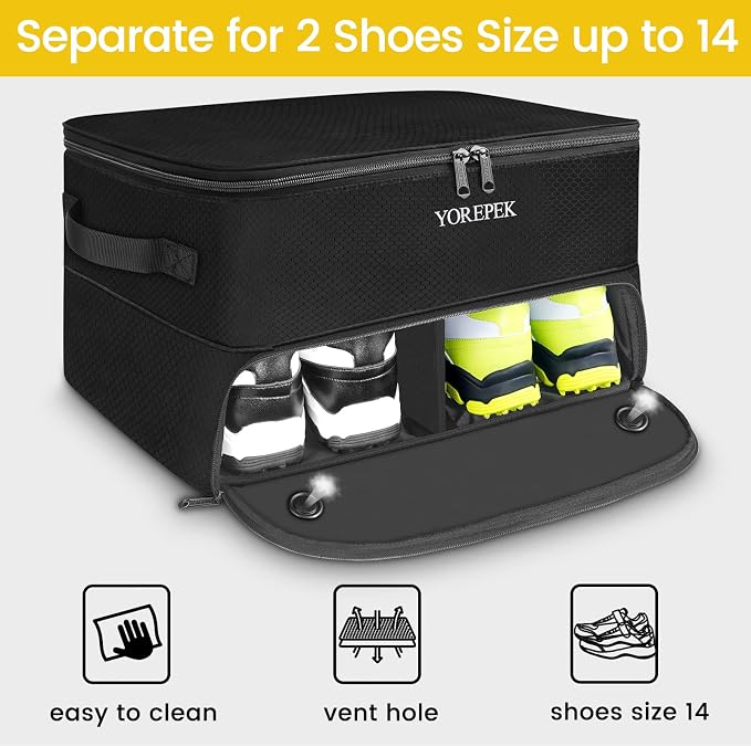 YOREPEK Golf Gifts for Men, 2 Layer Golf Trunk Organizer for 2 Pair Shoes | Waterproof Car Trunk Locker with Separate Ventilated Compartment for Balls, Tees, Clothes, Gloves, Birthday Gifts for Golfers - Image 5