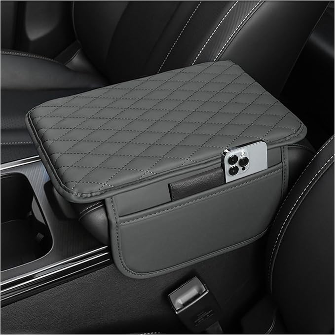 Stacool Upgraded Car Center Console Cover,Microfiber Leather Car Armrest Cover Cushion with 2 Storage Bags,Universal Car Armrest Storage Box (Gray) by Unknown