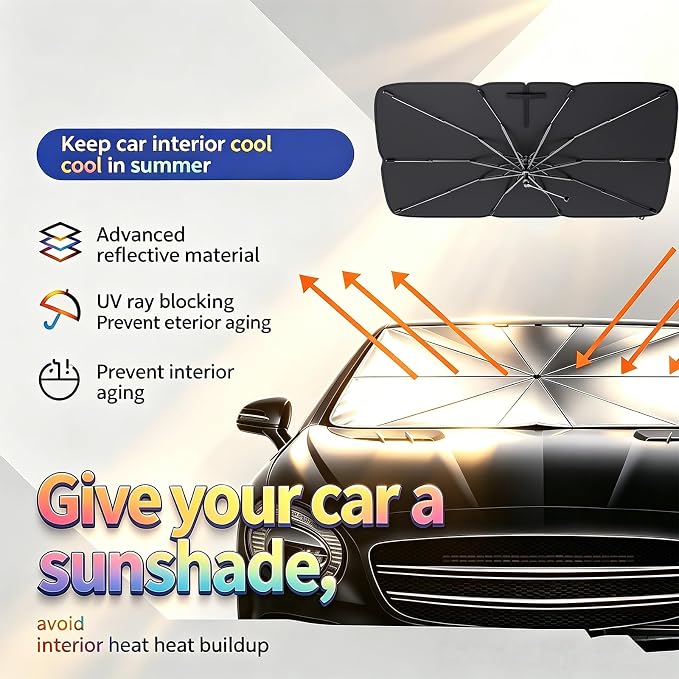 [2026 Upgrade] Windshield Sun Shade Umbrella for Mazda CX-5 2013–2026 | Windshield Sun Shade,Foldable Umbrella Reinforced 10-Rib Frame, UV Block Protection Front Window Car Sun Shade - Image 2