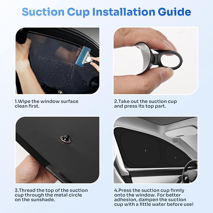 Canvcle Upgraded Window Shades for 2020-2024 Tesla Model Y Accessories with Suction Cups Windshield Sun Shade Side Rear Window Covers Sunshade Sun Shield Privacy Protection for Camping Black 8PCS - Image 6