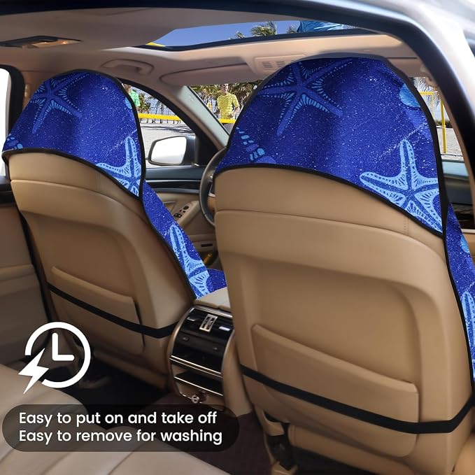Car Seat Covers 2pcs Waterproof Towel Car Seat Cover Universal Fit for Most Trucks SUV Fitness Athletes Pets Gym and Water Sport，Conch Shells Starfish - Image 5