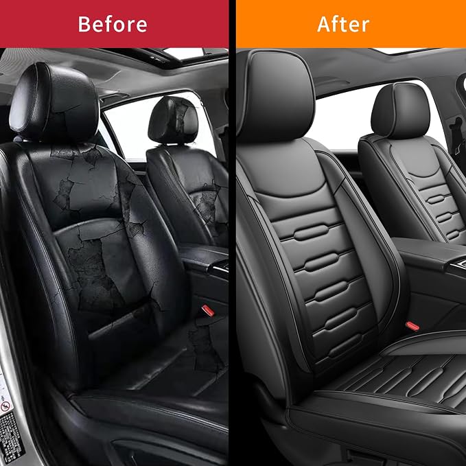 Fit Altima Car Seat Covers for Nissan Altima 2010-2024 2025 2026 - Upgraded Premium Waterproof & Breathable Leather, Airbag Compatible, All-Weather Seat Cushion Protector (2 Front/Black) - Image 3