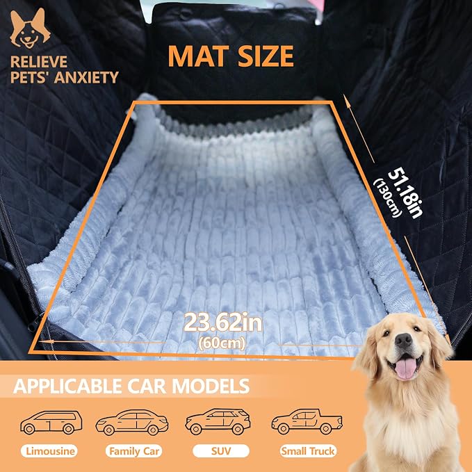 Dog Car Seat Cover 2 Piece Seat Waterproof Hammock and Light Grey Cover | Scratch Proof Nonslip Back Seat Pet Bed Mat for Travel Durable Soft Back Seat Covers for Cars Trucks and SUVs - Image 7
