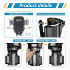 SAMPUSS 2-in-1 Phone Holders for Your Car Car Cup Holder Car Phone Holder | 360° rotation 2-in-1 function car phone mount with long arm universal smartphone phone holder car cup holder expander - Image 4