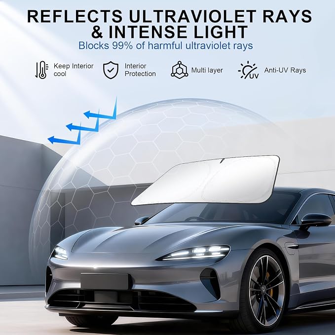 JUSTTOP Windshield Sun Shade for 2020-2026 Toyota Corolla (Not for Corolla Cross) Accessories | Easy-Fold Windshield Sun Shade | 300T Upgraded Heat & UV Reflective Sunshade for Car Windshield - Image 2