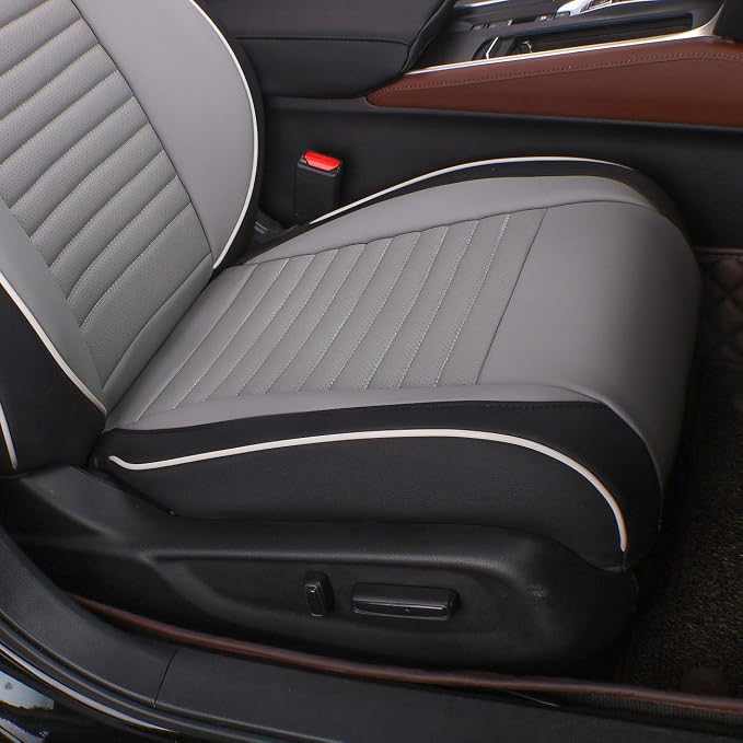 EKR Accord Seat Covers for Honda Accord 2023 2024 2025 2026 EX,SE &2023-2026 (Hybrid) Sport,EX-L,Sport-L,Touring,(Rear Row W/40/60 Split Backrest),Leather Seat Covers for Trucks Full Set(Black/Gray) - Image 2