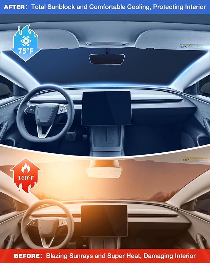 Custom Fit Windshield Sun Shade for Chevrolet Silverado & GMC Sierra 1500/2500/3500 (2019–2026), Edge-to-Edge No-Gap Fit, Blocks Heat & UV, Step Into a Cooler Truck - Image 4