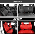 Car Seat Covers Fit for Toyota Tacoma 2024-2026 Double/Crew Cab,Red | Custom Faux Leather Full Set,Waterproof & Wear-Resistant Seat Cover,Fits Tacoma 4th Gen SR,SR5,TRD Sport,TRD Off-Road,Limited - Image 7