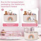 Aliceset Large Baby Diaper Caddy for Girl Boy Rope Nursery Storage Bin Basket Portable Holder Tote Bag for Changing Table Car Travel Baby Shower Gifts Newborn Essentials Registry Must Have(Rainbow) - Image 6