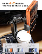 TAZENI 2-in-1 Cup Phone Holder for Car, with 2 Sizes Hollow Bases | Holds Phone & Bottle Together, Height Adjustable, Hands-free Viewing, Universal Fit, Fit 4.7-7 inches iPhone, Phones Android - Image 3