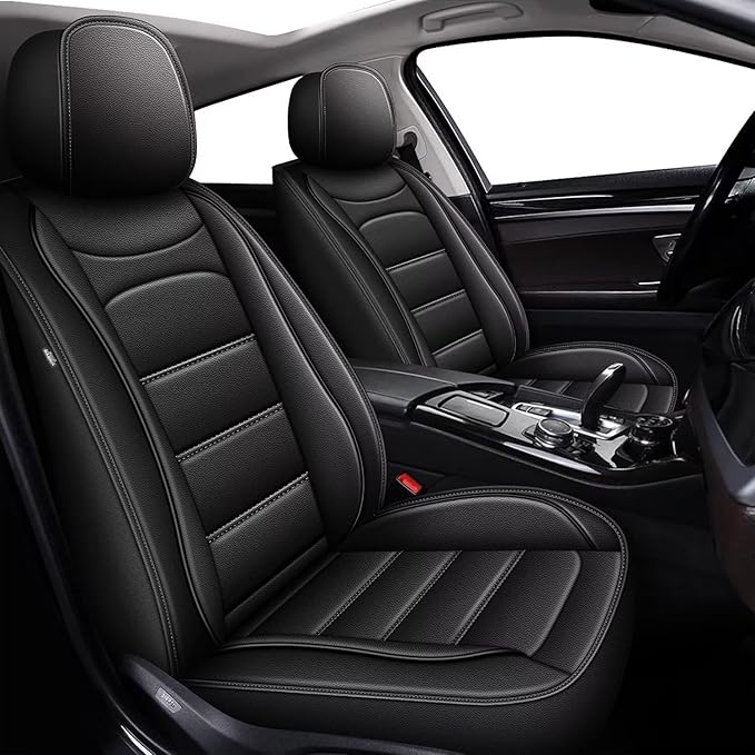 IKABEVEM Car Seat Covers for Nissan Juke 2011-2017, 2-Pack Front | Luxury Fuax Leather, Waterproof, Airbag Compatible, Easy to Install, Scratch‑Resistant Seat Protection, Black by IKABEVEM