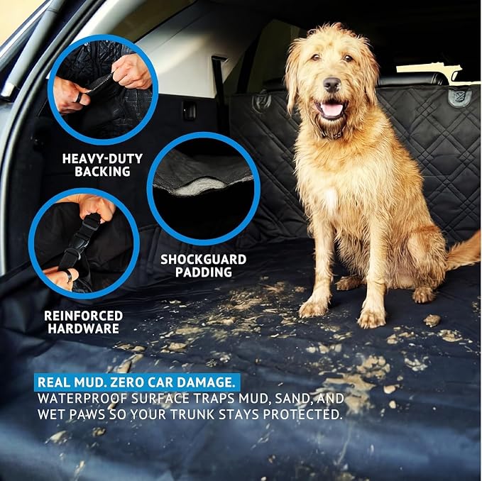 Bulldogology SUV Cargo Liner for Dogs 55"x106" Heavy Duty Pet Trunk Cargo Cover - Dog Car Seat Cover Waterproof Nonslip - Dog Hair, Muddy Paws, Scratches Cover Protector for Cars Vans (X-Large, Black) - Image 3