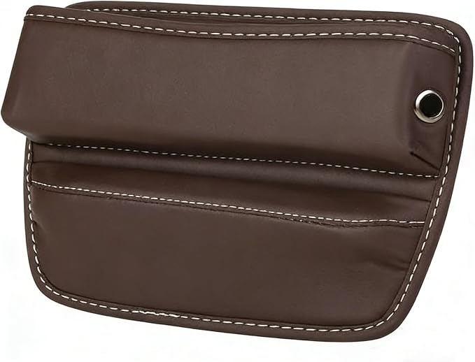 Car Seat Gap Organizer | PU Leather Seat-Side Storage Pocket with Cable Port | Fits Most Cars, SUVs and Trucks | Brown by Unknown