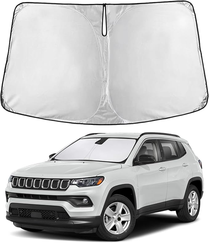 EcoNour Windshield Sunshade Compatible for Jeep Compass 2017-2023 2024 2025 | Sun Visor for Front Windshield & Window Sun Shade Cover, UV Heat Blocker & Protector, Car Accessories by EcoNour