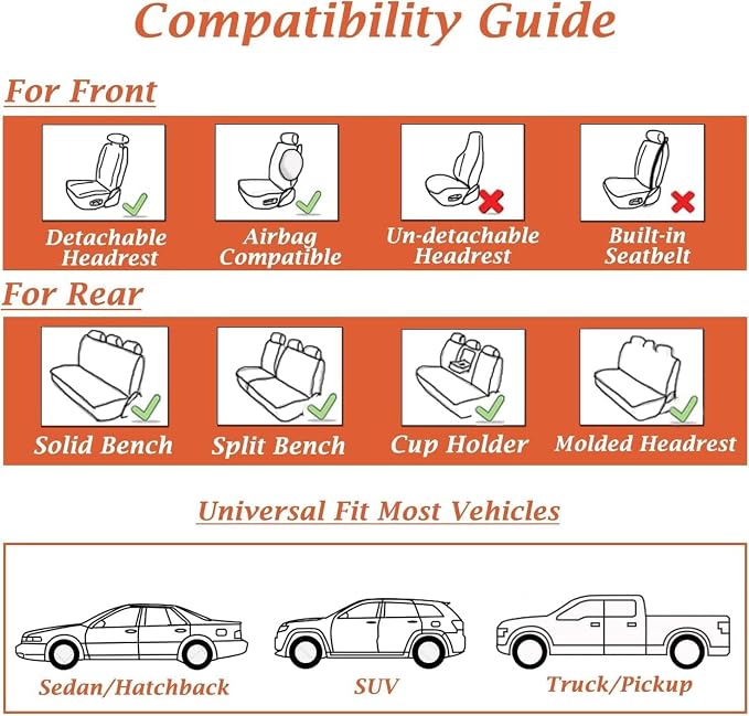 Coverado Car Seat Covers, Seat Covers for Cars, Waterproof Leather Auto Seat Protectors, Leather Car Seat Cushion, Car Interiors Accessories Universal Fit for Most Cars - Image 8