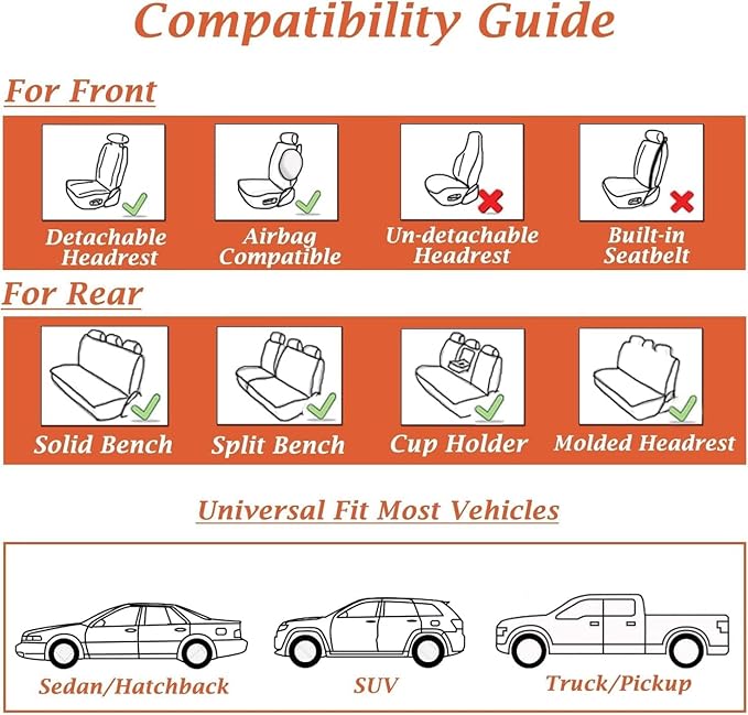Coverado Car Seat Covers Full Set, Seat Covers for Cars, Car Seat Covers Front Seats and Back Car Seat Protector Waterproof, Leather Car Seat Cushion Universal Fit for Most Cars Blue - Image 8