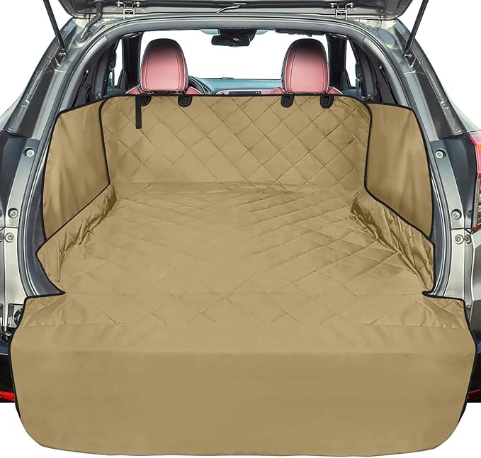 F-color SUV Cargo Liner for Dogs - Trunk Cover with Bumper Flap Protector | Waterproof Pet Cargo Cover with Side Flaps, Non-Slip Trunk Mat, Rear Dog Car Seat Cover Prevents Scratches Pet Hair Mud Dirt by F-color