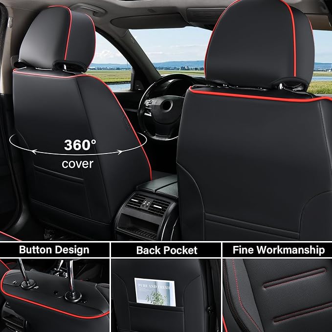 Coverado Car Seat Covers, Front Covers for Cars, Car Seat Cover Front Seats, Car Seat Protector Waterproof, Leather Cushion, Universal Interior Covers Seat Protectors for Most Cars - Image 3