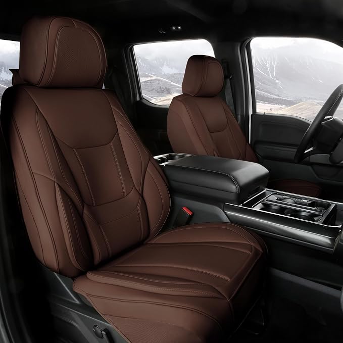 Coverland Custom SUV Car Seat Covers for 2006-2014 Subaru Tribeca | Premium Waterproof Faux Leather Non-Slip Memory Foam Airbag Compatible Custom Fit Interior Protector [Front Seat-Dark Brown] by Coverland