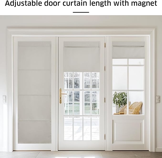 NICETOWN Magnetic Door Curtains for Window, Thermal Insulated Curtains, French Front Door Window Covering, Roman Roll Up Shade for Patio Glass, 27 x 72 inch Long, 1 Panel, Natural - Image 5